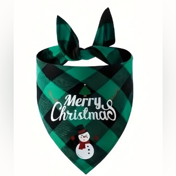 Christmas pet triangle plaid print scarves, you get all 3 of them - Picture 3 of 4